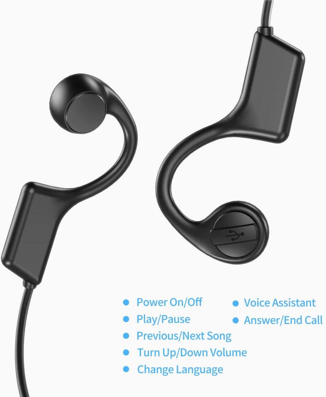 BeTIM True Wireless In-Ear Bone Conduction Bluetooth Headphones in Black - Wireless Earphones with Built-in Microphone - Music Streaming up to 18 Hours - IPX56 Waterproof