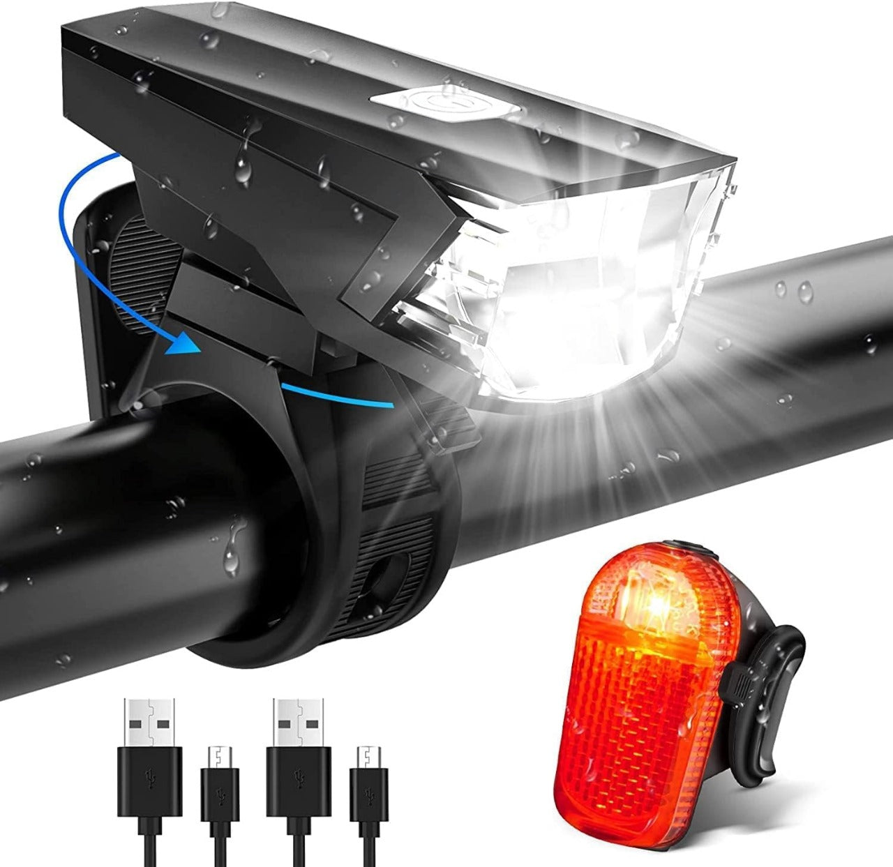 LED Bicycle Light Set, StVZO Bicycle Light, USB Rechargeable, Waterproof Bicycle Light, Front Bicycle Light Set with Front Lights and Rear Light, Bike Light for Children and Adults