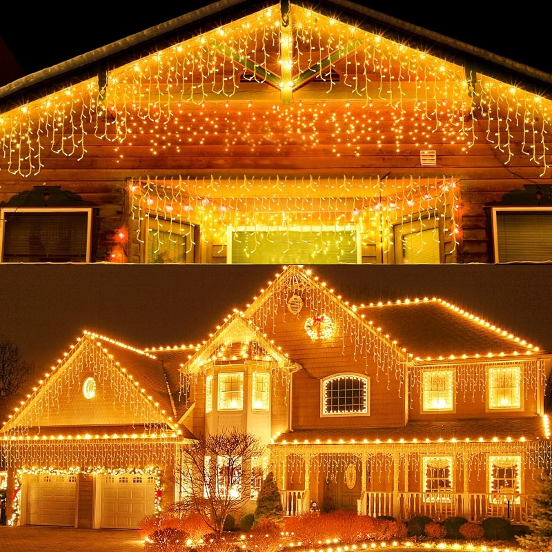 15 m 600 LED Fairy Lights Curtain Outdoor Indoor Icicle Fairy Lights Curtain Warm White with 8 Modes & Timing IP44 Light Curtain for Christmas Wedding Party Festival Decoration