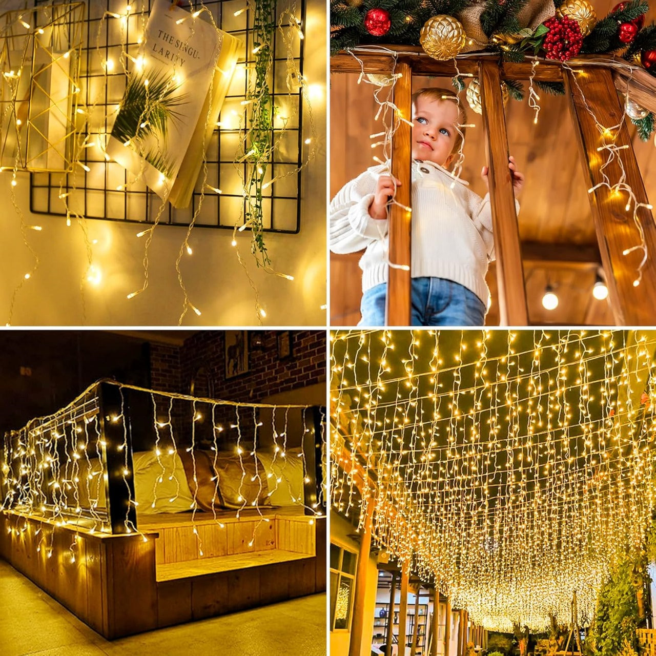 15 m 600 LED Fairy Lights Curtain Outdoor Indoor Icicle Fairy Lights Curtain Warm White with 8 Modes & Timing IP44 Light Curtain for Christmas Wedding Party Festival Decoration