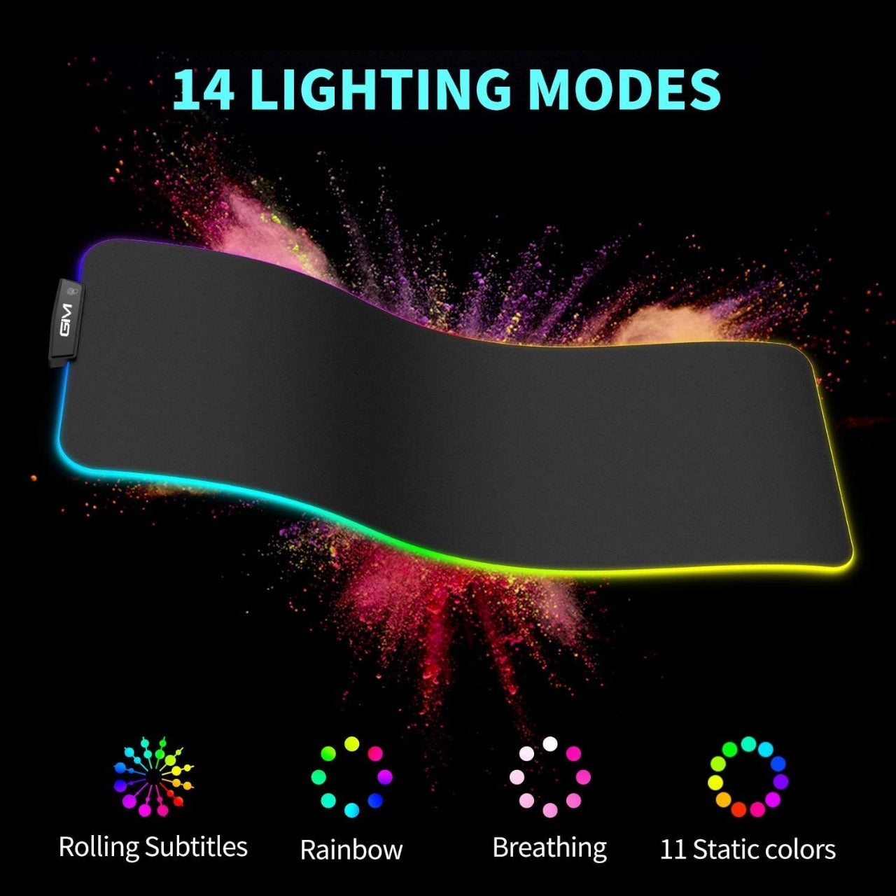 GIM RGB Gaming Mouse Pad Large, Extended LED Soft Led Mouse Pad, Anti-Slip Rubber Base, Computer Keyboard Mouse Mat Waterproof with 14 Lighting Modes 5mm Ultra Thick (31.5 x 12 x 0.2 Inch)