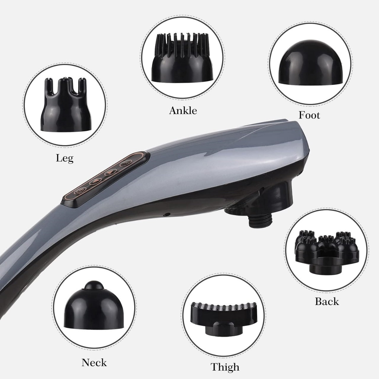 Handheld Back Massager for Back Pain Relief, Deep Tissue Massager for Foot Shoulder Leg Muscles Percussion Neck Shoulder Massager with 6 Interceable Tips 12 Modes