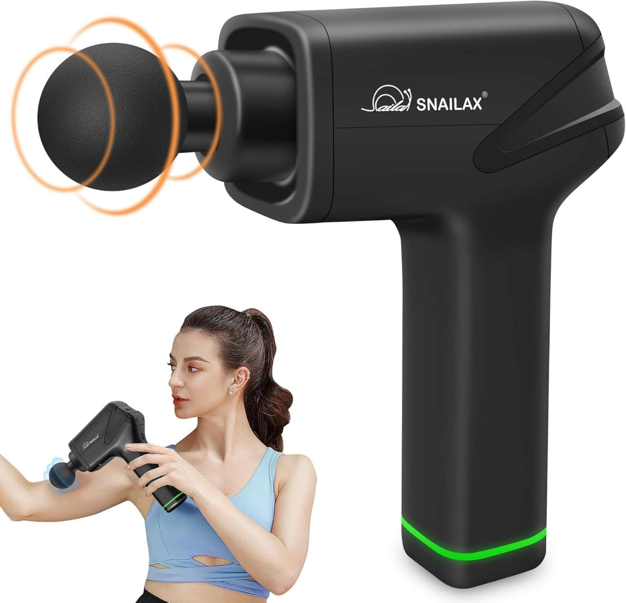 Snailax Cordless Percussion Massage Gun-Deep Tissue Massager Gun with 4 Heads & 5 Speeds,Handheld Back Massager,Quiet Therapy Fascia Gun for Athletes for Muscle Pain Relief & Recovery