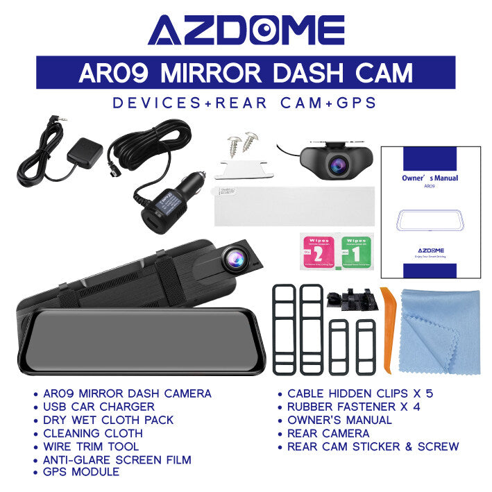 AZDOME PG17 2CH Mirror Dash Cam 4K with 12" Touch