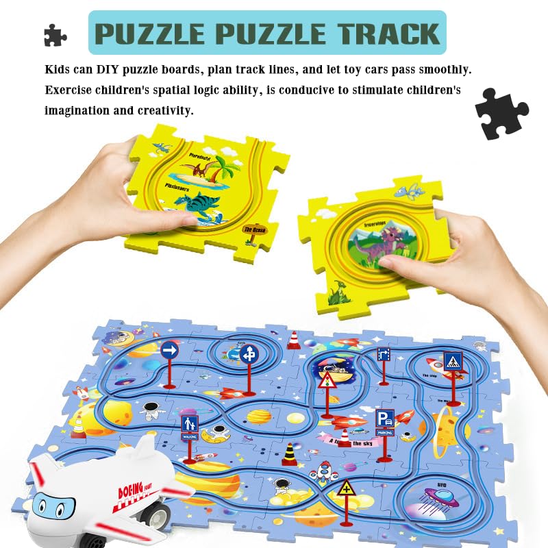 ROUSKY 2024 New 25PCS Children's Puzzle Track Car Game Set