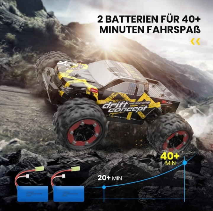 Deerc - 1:18 Scale Remote Control Car, 60km/h Brushless Motor, 4WD Fast Racing Car with 2 Batteries for 40 Minutes Runtime, 2.4GHz, 2 Body Shops for Adults and Kids, 300E
